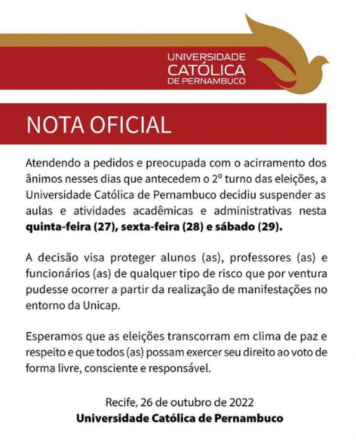 Unicap Suspende Aulas Devido A Ato Pr Bolsonaro Nos Arredores Do