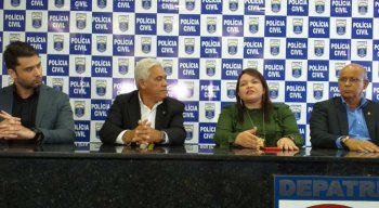 Polícia Civil em coletiva para detalhar a Operação Pit Stop