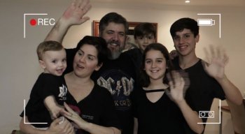 Família completa: Pedro, Gisele, Edvaldo, João, Iara e Eduardo