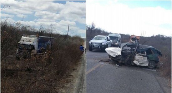 Homem morre após colisão entre carro e caminhão da banda Cavaleiros do Forró