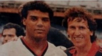 Zico do Sport (E) com o Zico do Flamengo (D), ambos eram camisa 10 em seus clubes.