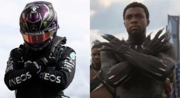 Lewis Hamilton fez gesto em homenagem ao intérprete do Pantera Negra, herói negro dos quadrinhos e do cinema