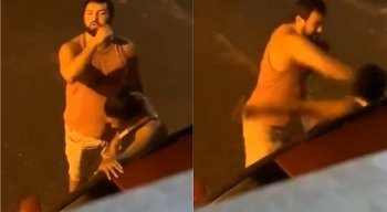 O homem chega a ameaçar a pessoa que está gravando o vídeo