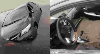 Carro ficou atolado em faixa de areia