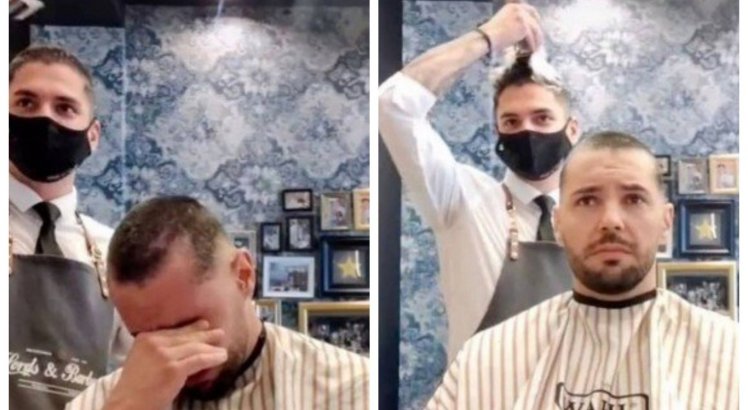 Barbeiro emociona amigo com câncer após raspar o próprio cabelo; veja vídeo