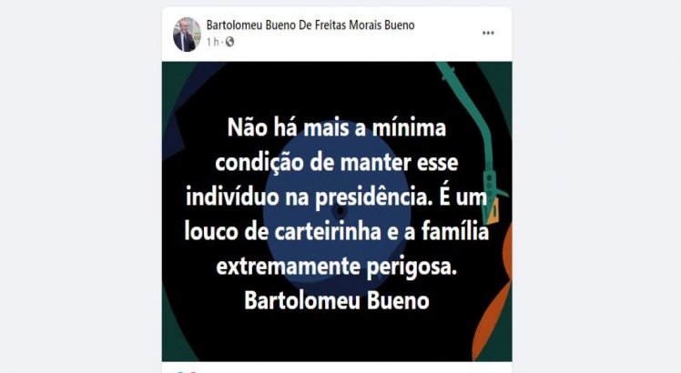 Mais uma vez, o desembargador do TJPE Bartolomeu Bueno criticou o presidente Jair Bolsonaro