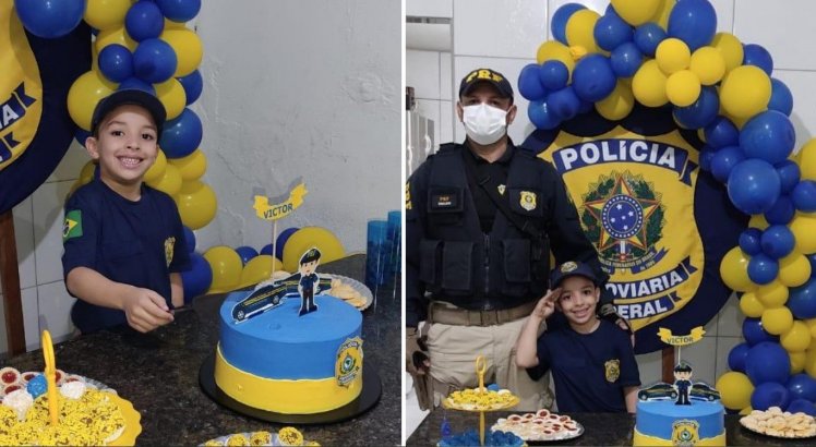 Menino que sonha em ser PRF ganha festa de aniversário temática com presença de policiais no Agreste