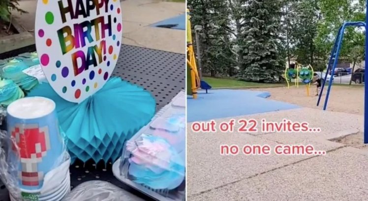 Mãe compartilha vídeo de filho brincando sozinho após nenhum convidado aparecer na festa de aniversário dele; assista