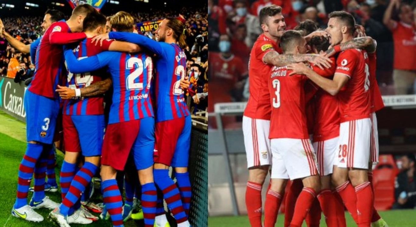 Reprodução/Twitter/Barcelona e Benfica