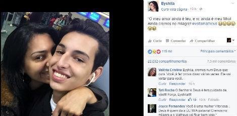 Matheus Oliveira está internado em estado grave no Rio de Janeiro