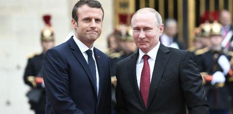 Presidente da Fran&ccedil;a, Emmanuel Macron, e presidente da R&uacute;ssia, Vladimir Putin, conversaram por telefone