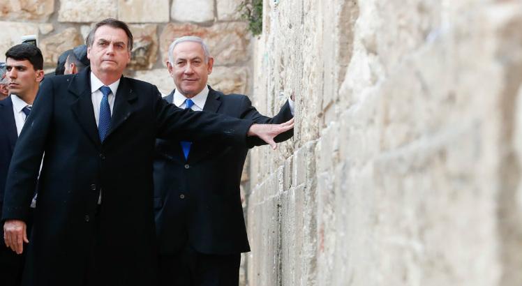 Bolsonaro foi questionado após visitar o Muro das Lamentações com o primeiro-ministro de Israel, Benjamin Netanyahu (Foto: Alan Santos/Presidência da República)