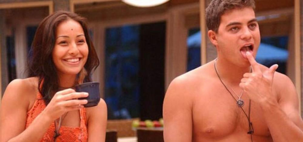 Sabrina Sato e Dhomini durante o Big Brother Brasil, em 2003. Foto: Reprodução/Globo