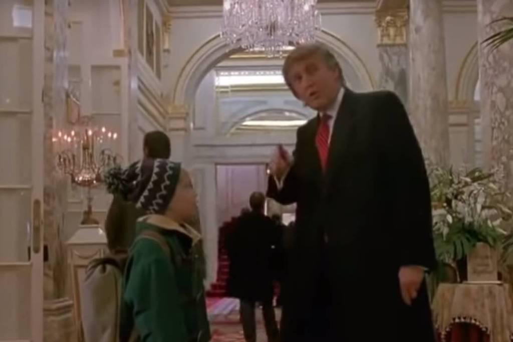 Macaulay Culkin e Donald Trump em 'Esqueceram de mim 2' (Imagem: Reprodução)