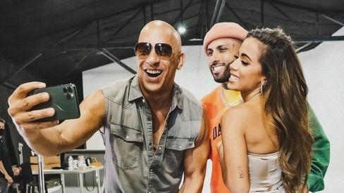 Anitta, Vin Diesel e Nick Jam em encontro para as gravações (Foto/Reprodução/Instagram)