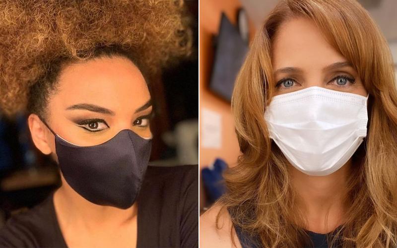 Lucy Alves e Poliana Abritta fazem apelo pelo uso de máscara (Imagem: Reprodução)