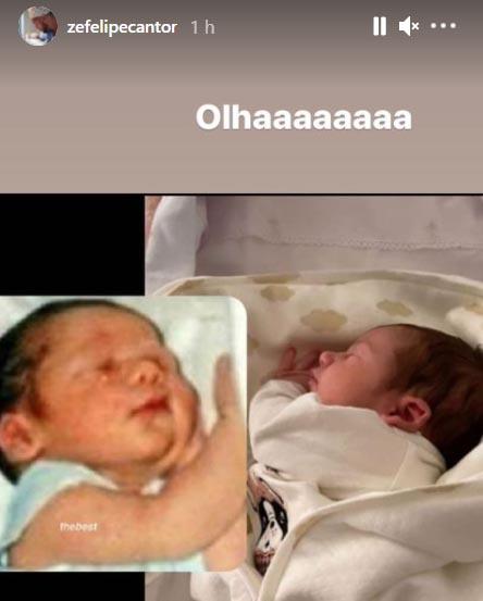 Zé Felipe se compara com a filha - Crédito: Reprodução / Instagram