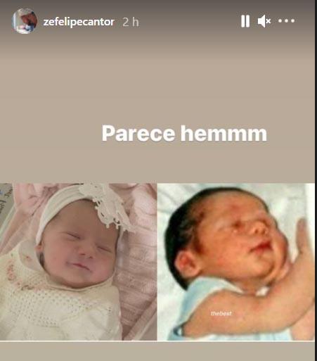 Zé Felipe se compara com a filha - Crédito: Reprodução / Instagram