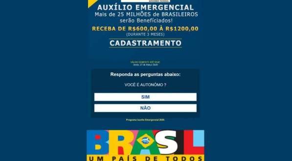 Novo golpe no WhatsApp promete liberação de auxílio emergencial no valor de R$ 600 a R$ 1200 