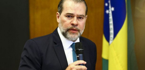 O presidente do Supremo Tribunal Federal, Dias Toffoli, durante reunião com o presidente da Câmara dos Deputados, Rodrigo Maia.