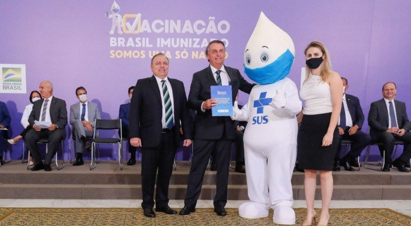 Presidente Jair Bolsonaro em lan&ccedil;amento do Plano Nacional de Operacionaliza&ccedil;&atilde;o da Vacina&ccedil;&atilde;o Contra a Covid-19.
