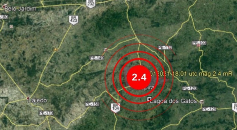 O tremor de terra foi de magnitude 2.4