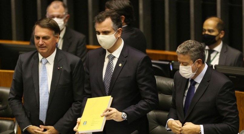 O presidente Bolsonaro, o presidente Pacheco e o presidente Lira