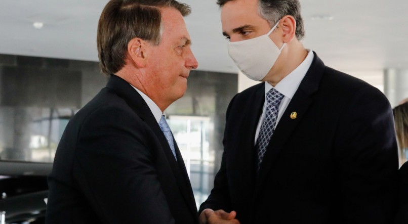 O presidente da Rep&uacute;blica, Jair Bolsonaro, e o presidente do Senado, Rodrigo Pacheco