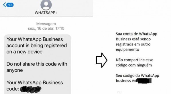 Bandidos precisam do c&oacute;digo SMS enviado para o seu celular para consumar o golpe que sequestra sua conta no WhatsApp