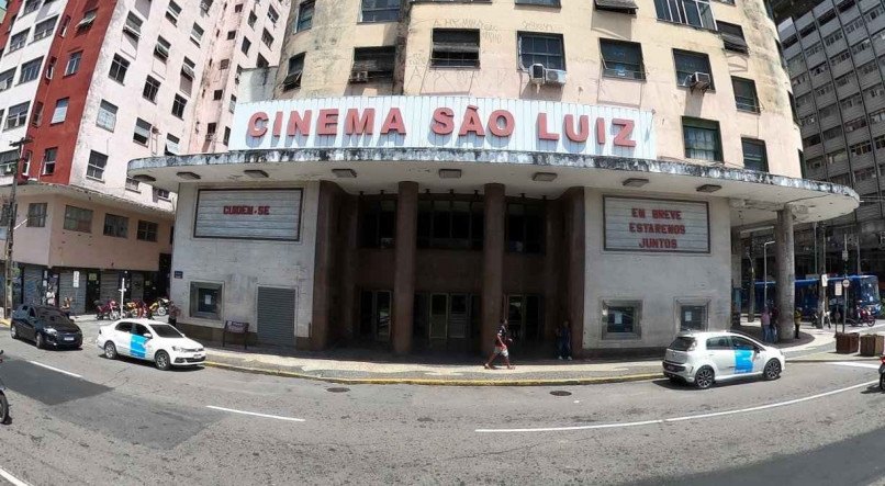 Fachada do Cinema S&atilde;o Luiz, na Rua da Aurora