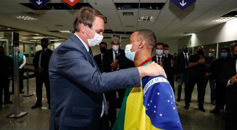 Presidente da Rep&uacute;blica Jair Bolsonaro, durante recep&ccedil;&atilde;o a Robson Nascimento de Oliveira.