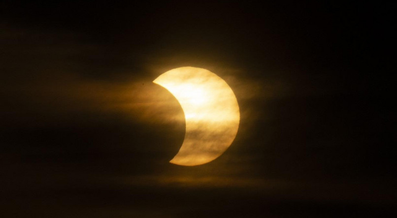Eclipse visto em Nova York, nos Estados Unidos