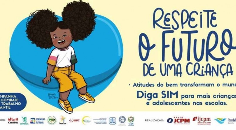 Pe&ccedil;a informativa que ser&aacute; disposta no RioMar Recife com a frase: &quot;diga sim para mais crian&ccedil;as e adolescentes nas escolas&quot;