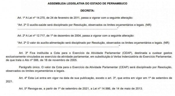 Reprodução/Diário Oficial do Estado de Pernambuco