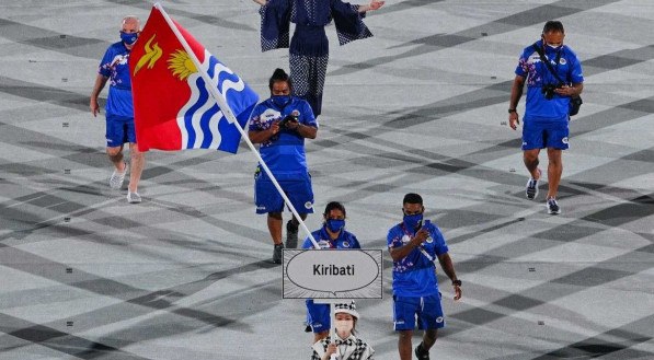 Delega&ccedil;&atilde;o de Quiribati na cerim&ocirc;nia de abertura dos Jogos Ol&iacute;mpicos de T&oacute;quio 2020