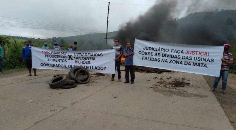 Protesto de agricultores no munic&iacute;pio de Jaqueira no dia 2 de agosto de 2021