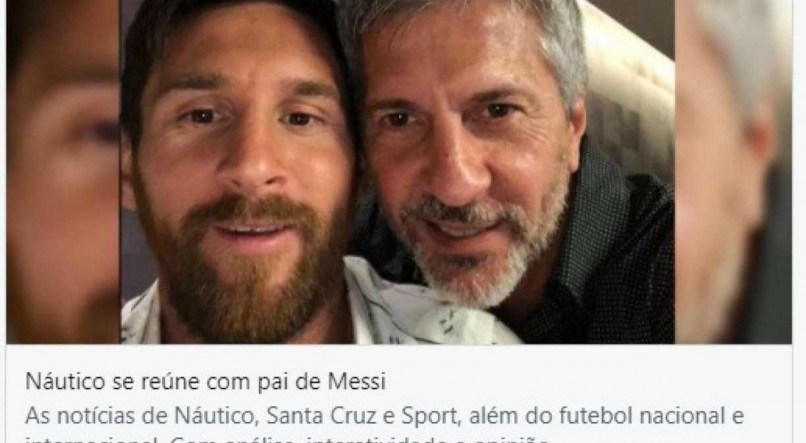 Reuni&atilde;o do pai de Messi com dirigentes do N&aacute;utico aconteceu em 2018.