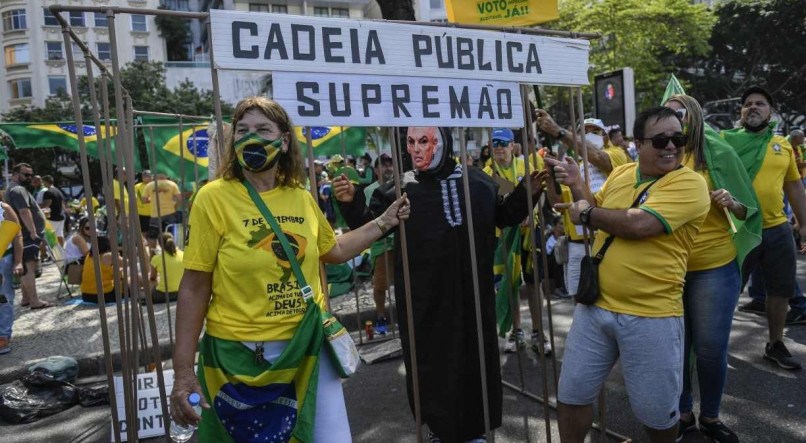 Protesto a favor de Bolsonaro no Rio de Janeiro