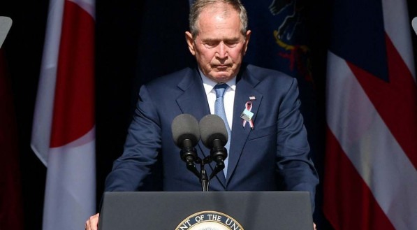 Ex-presidente dos Estados Unidos, George W. Bush, discursa nos eventos em homenagem ao 11 de Setembro