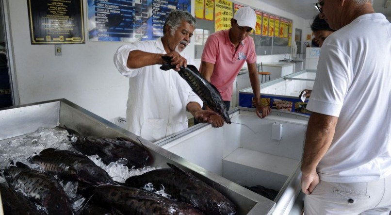 Brasília -  A tradição de comer peixe na sexta-feira Santa, leva consumidores aos mercados de peixe na capital (José Cruz/Agência Brasil)