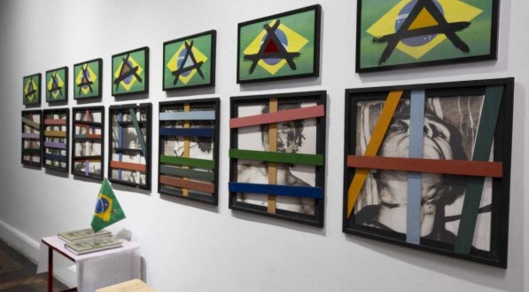APELO SOCIAL Obra de Silvio Jansen usa bandeira brasileira e imagens de v&iacute;timas da viol&ecirc;ncia em Pernambuco