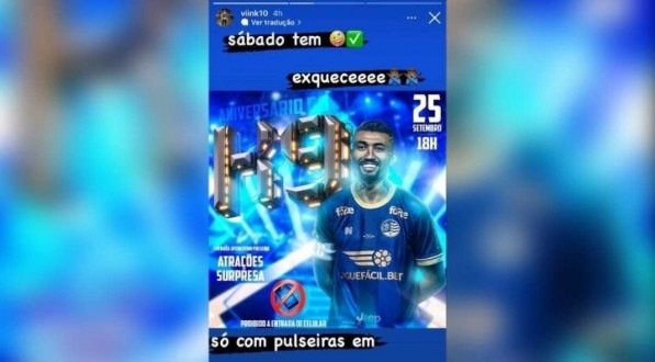 Irm&atilde;o de Kieza compartilhou banner da festa na semana que antecedeu o evento. 