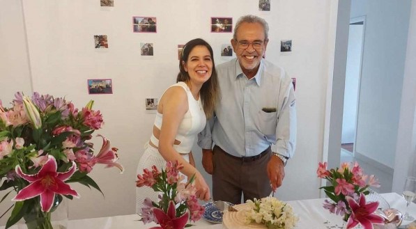 Paula no casamento com o seu sogro