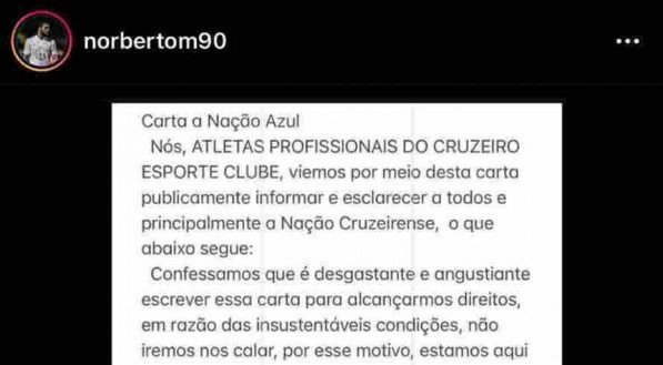 Norberto se pronuncia sobre a greve dos jogadores do Cruzeiro