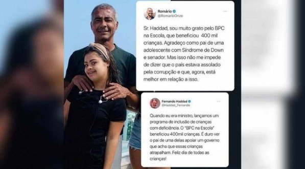 Depois de defender governo Bolsonaro, Romário manda resposta para Haddad nas redes sociais
