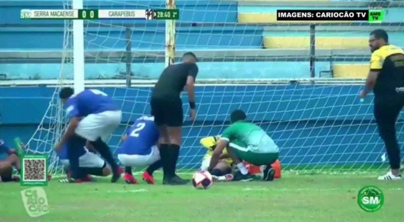 Jogadores do Serra Macaense e do Carapebus, ambos da S&eacute;rie B1 do Campeonato Carioca, levaram um grande susto durante a partida realizada neste domingo (31)