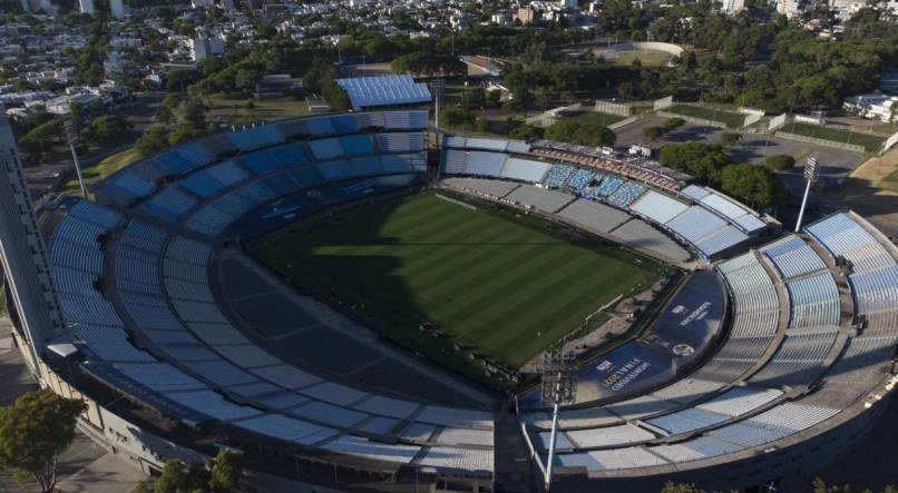 Vista a&eacute;rea do Est&aacute;dio Centen&aacute;rio, em Montevid&eacute;u, palco da decis&atilde;o da Libertadores entre Palmeiras e Flamengo

