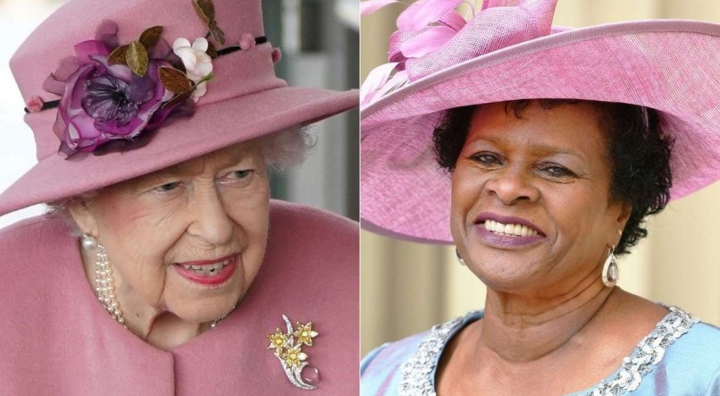 A Rainha Elizabeth II e Dama Sandra Mason, primeira presidente da hist&oacute;ria de Barbados