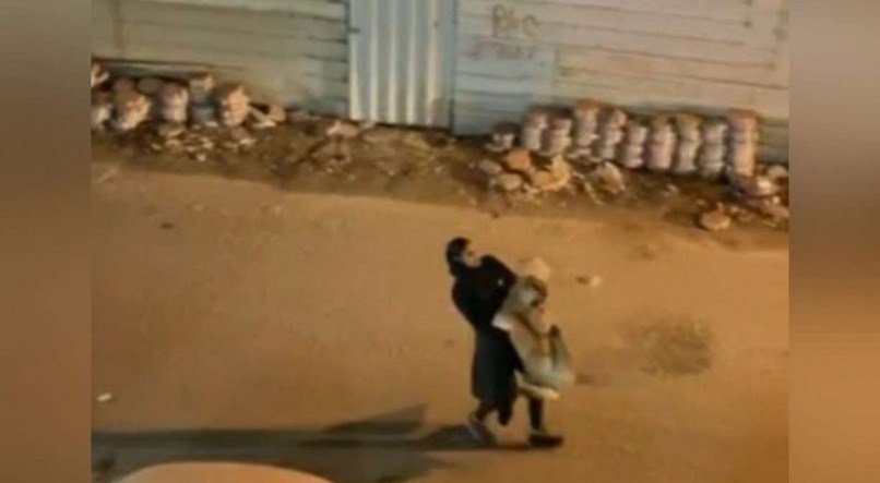 Filhote de leão tenta escapar enquanto é carregado pela área urbana do Kuwait
