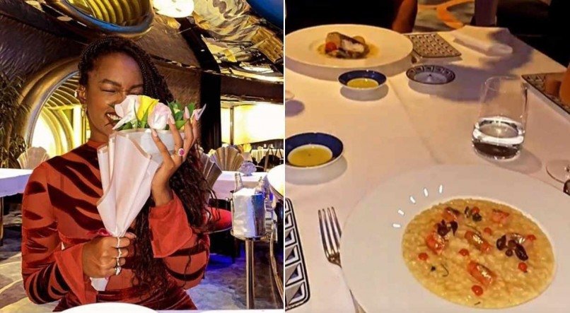 Iza janta em restaurante luxuoso de Dubai